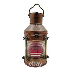 Antique Vintage Meteorite 121389 Ship Lantern Copper Red Glass Nautical Maritime