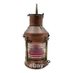 Antique Vintage Meteorite 121389 Ship Lantern Copper Red Glass Nautical Maritime