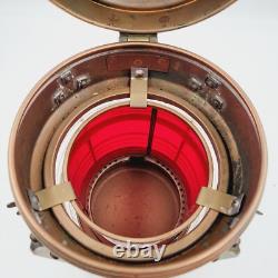 Antique Vintage Meteorite 121389 Ship Lantern Copper Red Glass Nautical Maritime