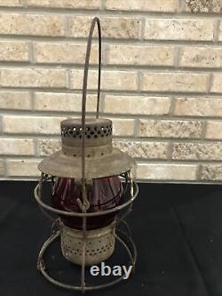 Antique Vintage Mopac Missouri Pacific Handlan Railroad Lantern Red Globe