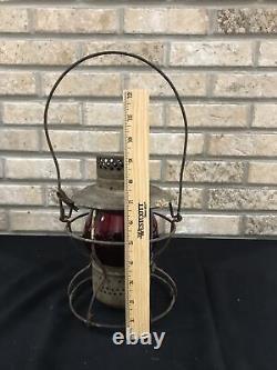 Antique Vintage Mopac Missouri Pacific Handlan Railroad Lantern Red Globe