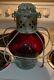 Antique Vintage Nautical Brass Boat Lamp Lantern with Red Globe