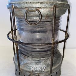 Antique/Vintage Nautical Ship Lamp Oil Lantern Ribbed Globe Good Condition 17.5