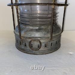 Antique/Vintage Nautical Ship Lamp Oil Lantern Ribbed Globe Good Condition 17.5
