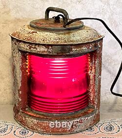 Antique Vintage Nautical Ship Marine Boat Lantern Light Red Lens Maritime Decor