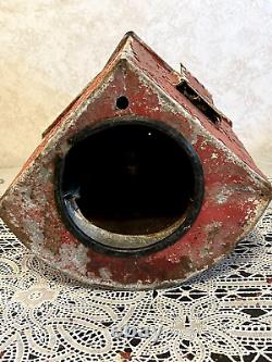 Antique Vintage Nautical Ship Marine Boat Lantern Light Red Lens Maritime Decor