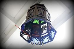 Antique Vintage Old Heavy Filigree Solid Bronze Lantern Chandelier Hanging Lamp