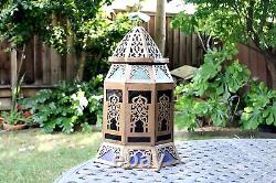 Antique Vintage Old Heavy Filigree Solid Bronze Lantern Chandelier Hanging Lamp