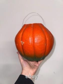 Antique Vintage Original HALLOWEEN Large 7 Paper Mache Pumpkin Jack-O-Lantern