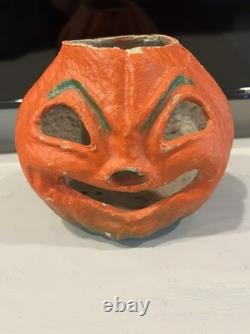 Antique Vintage Original HALLOWEEN Paper Mache Pumpkin Jack-O-Lantern