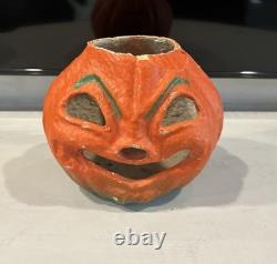 Antique Vintage Original HALLOWEEN Paper Mache Pumpkin Jack-O-Lantern