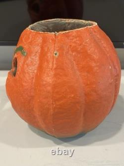 Antique Vintage Original HALLOWEEN Paper Mache Pumpkin Jack-O-Lantern