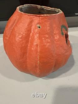 Antique Vintage Original HALLOWEEN Paper Mache Pumpkin Jack-O-Lantern