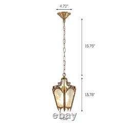 Antique Vintage Ornate Brass Glass Hanging Ceiling Light Lantern Pendant Lamp