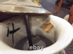 Antique Vintage Pair Chinese Republic Hand Painted Vase Lamps Geisha Students