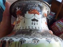 Antique Vintage Pair Chinese Republic Hand Painted Vase Lamps Geisha Students