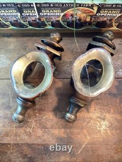Antique Vintage Pair Coach Carriage Buggy Automobile Candle Lanterns Lamps