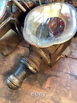 Antique Vintage Pair Coach Carriage Buggy Automobile Candle Lanterns Lamps