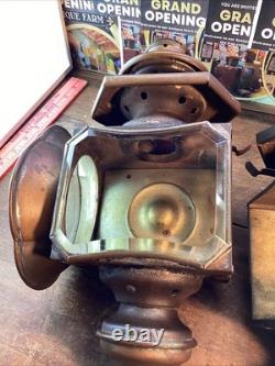 Antique Vintage Pair Coach Carriage Buggy Automobile Candle Lanterns Lamps