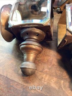 Antique Vintage Pair Coach Carriage Buggy Automobile Candle Lanterns Lamps