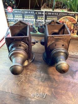 Antique Vintage Pair Coach Carriage Buggy Automobile Candle Lanterns Lamps