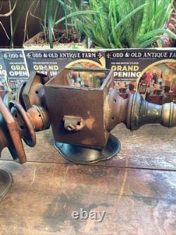 Antique Vintage Pair Coach Carriage Buggy Automobile Candle Lanterns Lamps