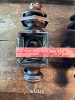 Antique Vintage Pair Coach Carriage Buggy Automobile Candle Lanterns Lamps