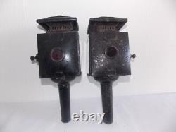 Antique Vintage Pair Coach Carriage Buggy Automobile Candle Lanterns Lamps WOW