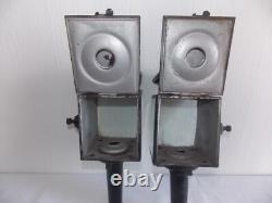 Antique Vintage Pair Coach Carriage Buggy Automobile Candle Lanterns Lamps WOW
