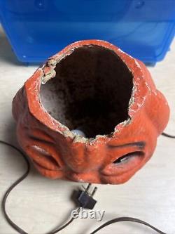 Antique Vintage Paper Mache Halloween Jack-O-lantern Pumpkin Lantern Light