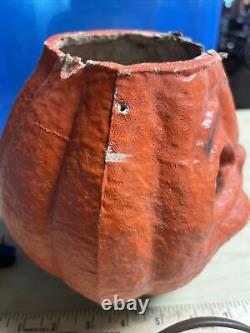 Antique Vintage Paper Mache Halloween Jack-O-lantern Pumpkin Lantern Light