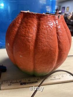 Antique Vintage Paper Mache Halloween Jack-O-lantern Pumpkin Lantern Light