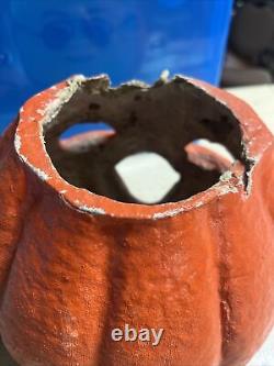 Antique Vintage Paper Mache Halloween Jack-O-lantern Pumpkin Lantern Light