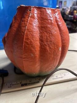 Antique Vintage Paper Mache Halloween Jack-O-lantern Pumpkin Lantern Light