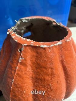 Antique Vintage Paper Mache Halloween Jack-O-lantern Pumpkin Lantern Light