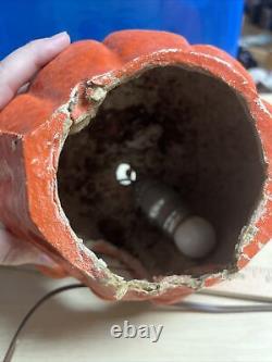 Antique Vintage Paper Mache Halloween Jack-O-lantern Pumpkin Lantern Light