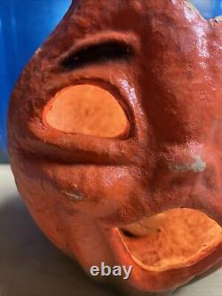Antique Vintage Paper Mache Halloween Jack-O-lantern Pumpkin Lantern Light