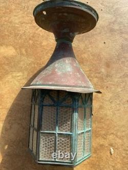 Antique Vintage Porch Light Sconce Copper Bronze Arts Crafts Lanterns Gothic