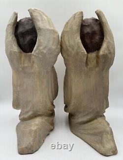 Antique/Vintage Rare-Large Paper Mache Angel Candle Holders/Jack O Lanterns