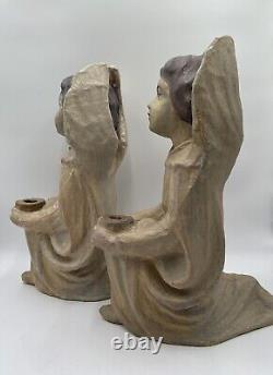 Antique/Vintage Rare-Large Paper Mache Angel Candle Holders/Jack O Lanterns