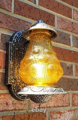 Antique Vintage Riddle c1934 Porch Wall Sconce Light Lantern Art Nouveau