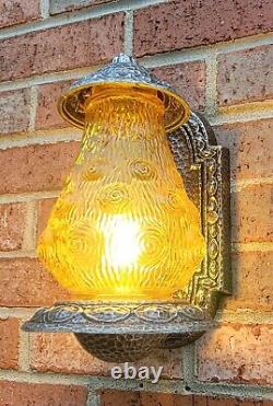 Antique Vintage Riddle c1934 Porch Wall Sconce Light Lantern Art Nouveau