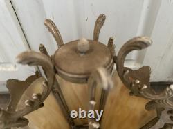 Antique Vintage Slag Panel Lamp Newel Post Bronze Statue Lantern Topper Type