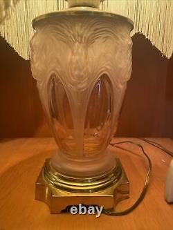 Antique Vintage Verlys Glass Crystal Art Deco Lamp Frosted Thistle Fringe Shade