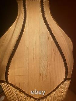Antique Vintage Verlys Glass Crystal Art Deco Lamp Frosted Thistle Fringe Shade
