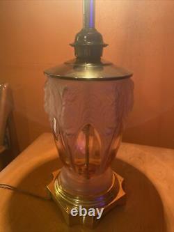 Antique Vintage Verlys Glass Crystal Art Deco Lamp Frosted Thistle Fringe Shade