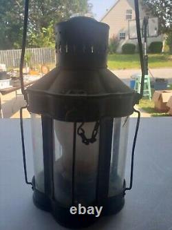 Antique Vintage Viking Brass Ship Lantern Oil Lamp