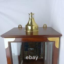 Antique Vintage Wall Mounted Lamp Lantern Case Terrarium. Bevel Glass Mirror Back