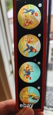 Antique Vintage Wiener Flachbrenner Magic Lantern Projector With SLIDES