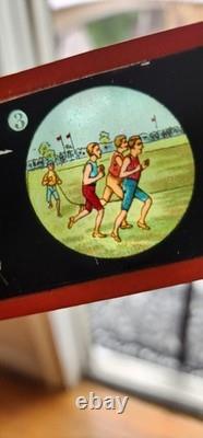 Antique Vintage Wiener Flachbrenner Magic Lantern Projector With SLIDES